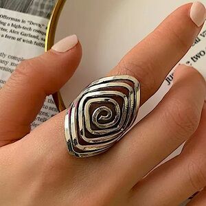 Silver Swirl Statement Boho Ring